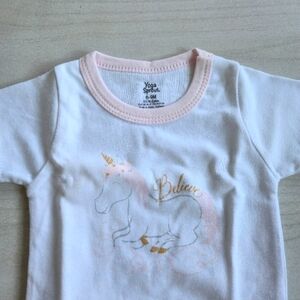 NWOT Yoga Sprout Unicorn Bodysuit Onesie White Pink Gold Sparkle